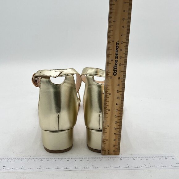 XYD Rose Gold Open Toe Ankle Strap Buckled Low Chunky Heel Dress Sandals - Picture 5 of 8